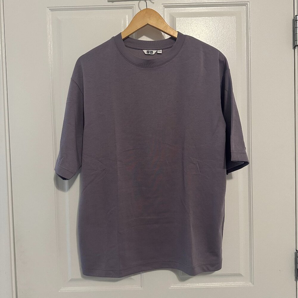 NWOT UNIQLO U AIRism Cotton Oversized Crew Neck T-Shirt, Size L, Dusty Purple
